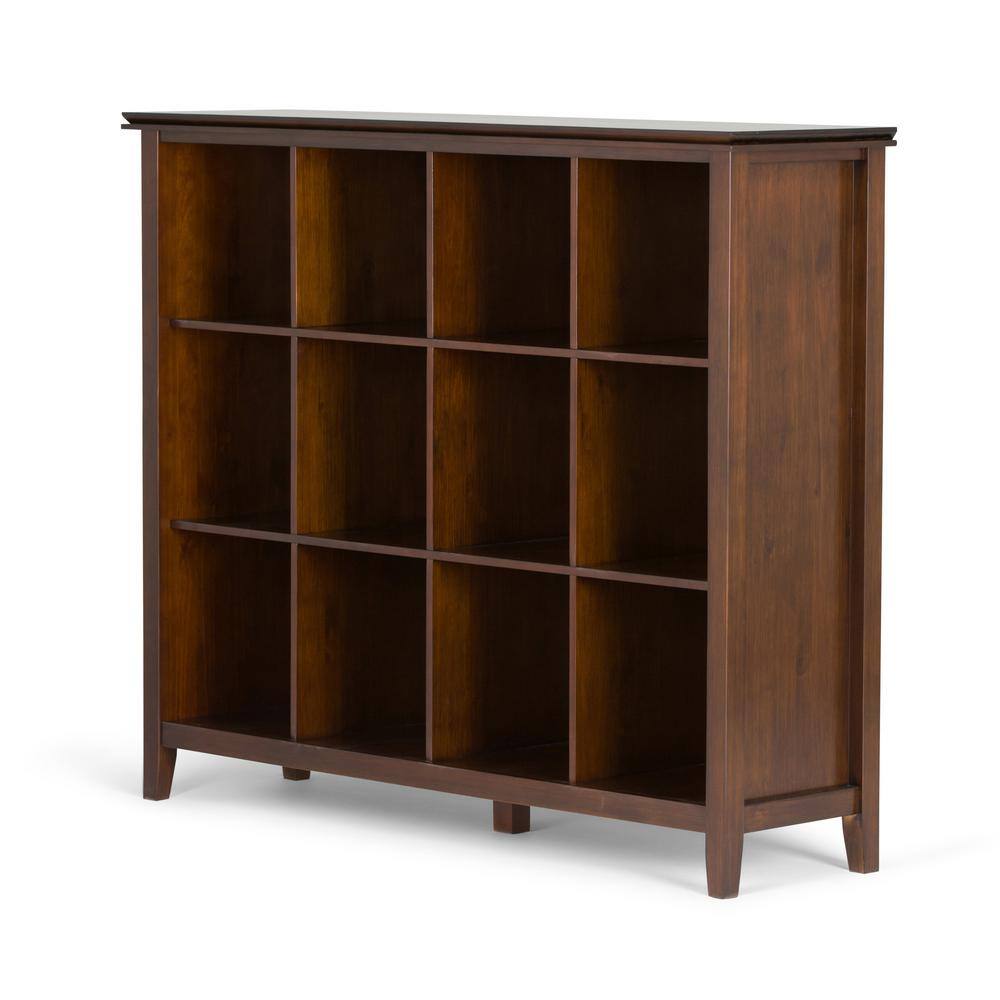Russet Brown Solid Wood 12 Cube Storage Bookcase