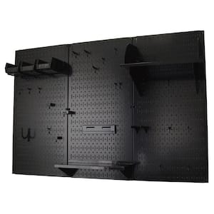 32 in. x 48 in. Metal Pegboard Standard Tool Storage Kit with Black Pegboard and Black Peg Accessories