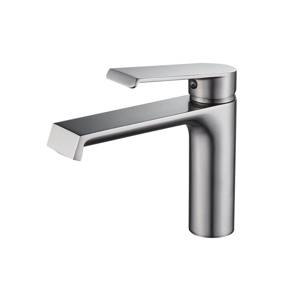 FORIOUS Single Handle Single Hole Bathroom Faucet with Supply Lines and Spot Resistant in Brushed Nickel