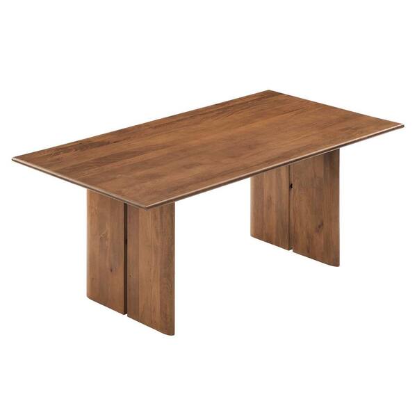 MODWAY Amistad in Walnut Wood 72 in. Column Dining Table Seats 8