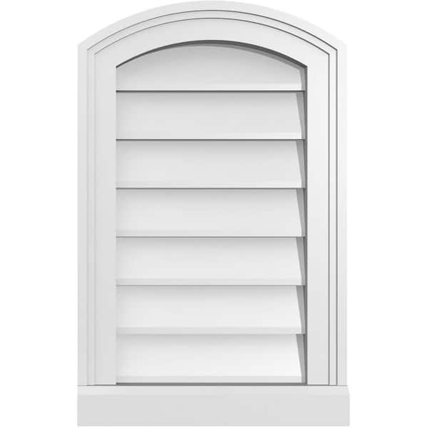 Ekena Millwork 14" x 22" Arch Top Surface Mount PVC Gable Vent: Functional with Brickmould Sill Frame