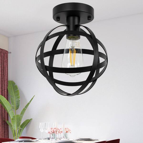 caged globe semi flush mount