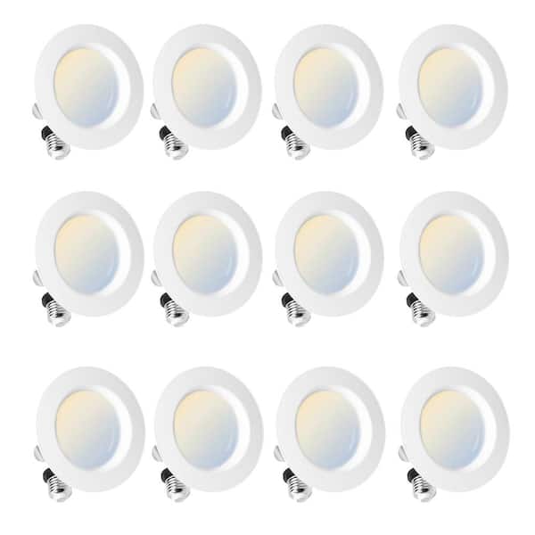 InfiBrite 4 in. 3CCT Selectable 9-Watt 750 Lumens Recessed Retrofit LED Sleek Series Downlight Kit, Dimmable, Wet Rated (12-Pack)