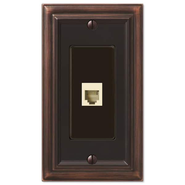 Continental 1 Gang Phone Metal Wall Plate - Aged Bronze