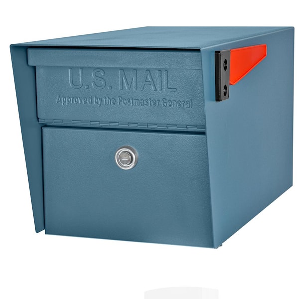 Mail Boss Mail Manager Locking Post-Mount Mailbox with High Security Reinforced Patented Locking System, Century Blue