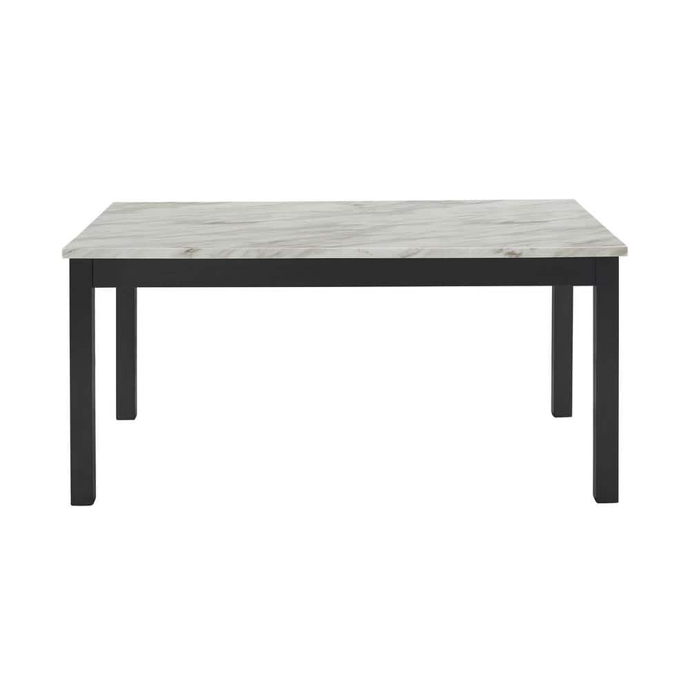Celeste 64" Black Wood Dining Table with Faux Marble Top