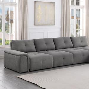 Maxine 12 in. L 1-Piece Linen Modular Sectional Sofa in. Gray