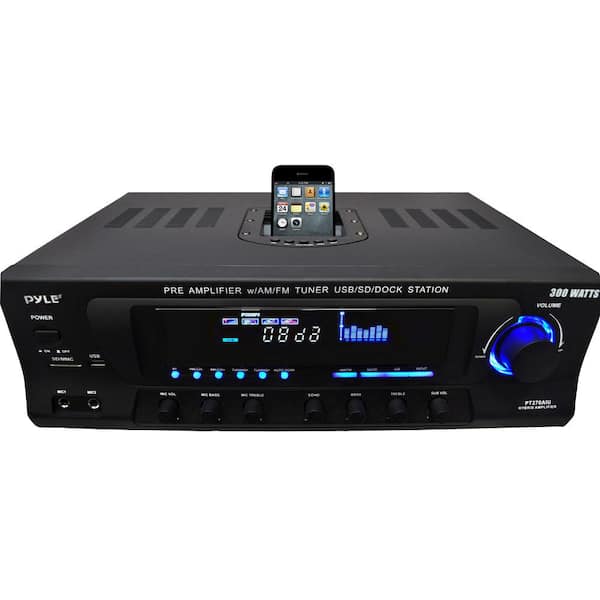 Pyle Audio Pyle 300W Digital Stereo Receiver System AM/FM Qtz.  Synthesized Tuner, USB/SD Card MP3 Player ＆ Subwoofer Control, A/B Speaker,  iPod/MP3 Input w/Ka