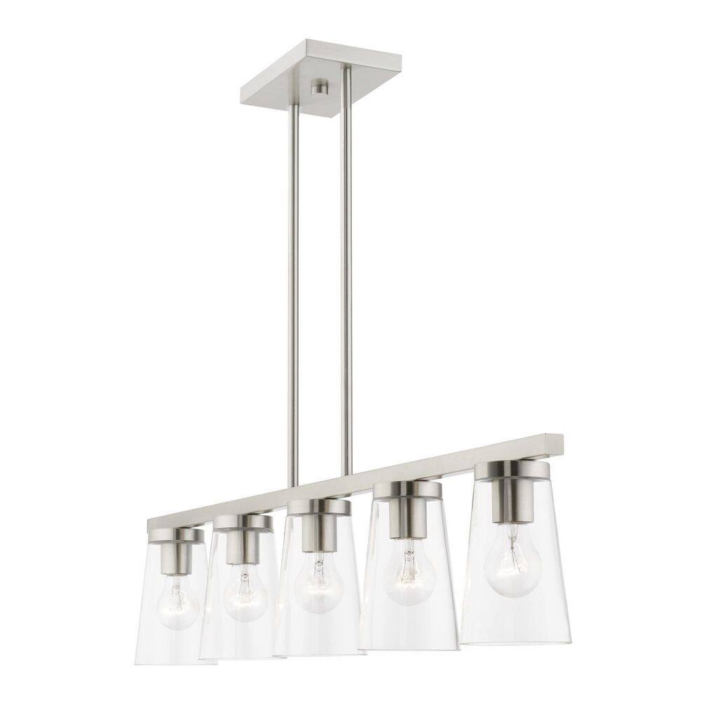 Brushed Nickel 5-Light Chandelier with Clear Glass Shades