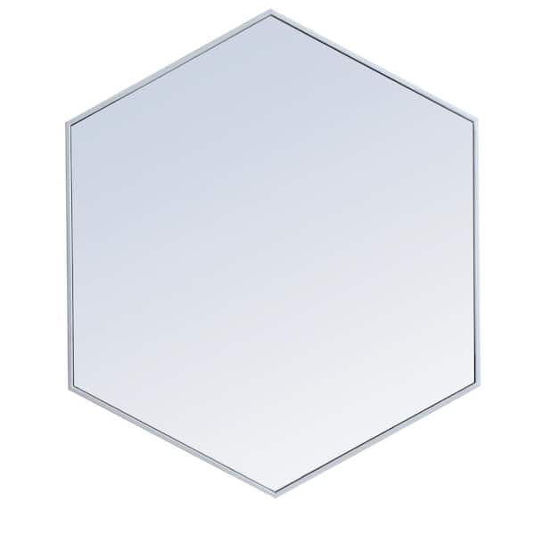 Unbranded Timeless Home 38 in. W x 32 in. H x Contemporary Metal Framed Hexagon Silver Mirror