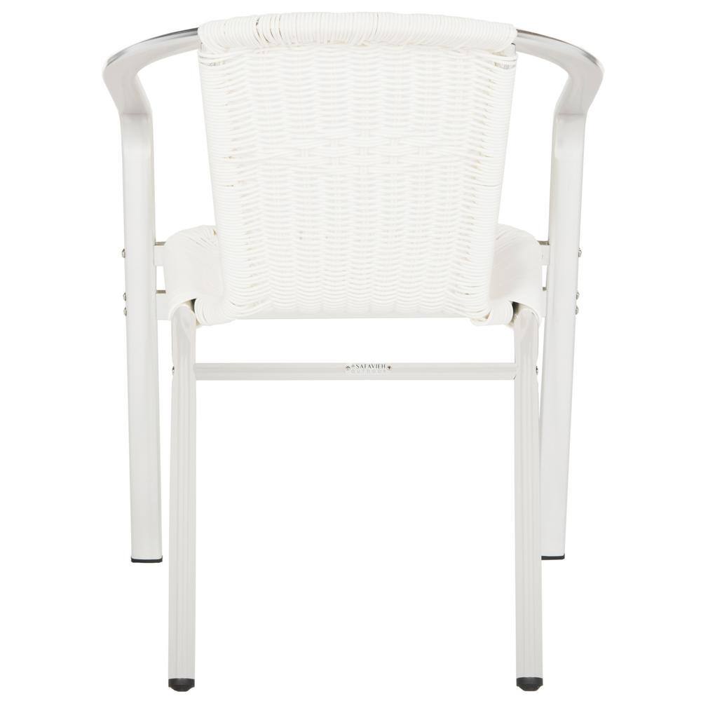 Chic White Transitional Wicker and Aluminum Arm Chair (Set of 2)
