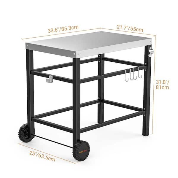 Oven Cart Table with Pizza Topping Station, Work Cart Outdoor Grill St –  GrillPartsReplacement - Online BBQ Parts Retailer