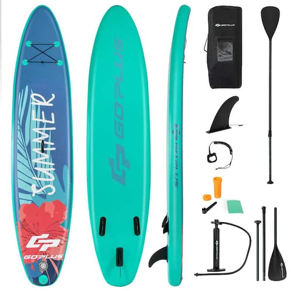 Costway 11 ft. Inflatable Stand Up Paddle Board with Backpack Leash Aluminum Paddle