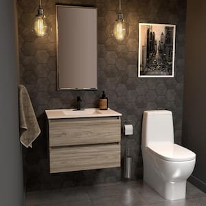 Sidemere 30 in. W x 18 in. D Vanity in Savanna with Porcelain Vanity Top in Solid White with White Basin