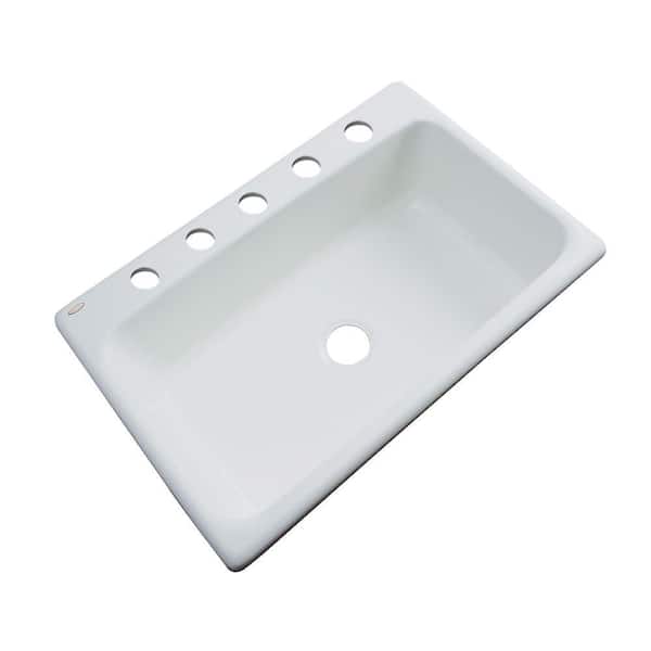 Thermocast Manhattan Drop-In Acrylic 33 in. 5-Hole Single Bowl Kitchen Sink in STERLING Silver