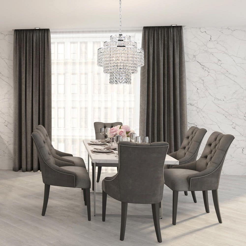 Glam Chrome and Crystal 4-Light Tiered Chandelier
