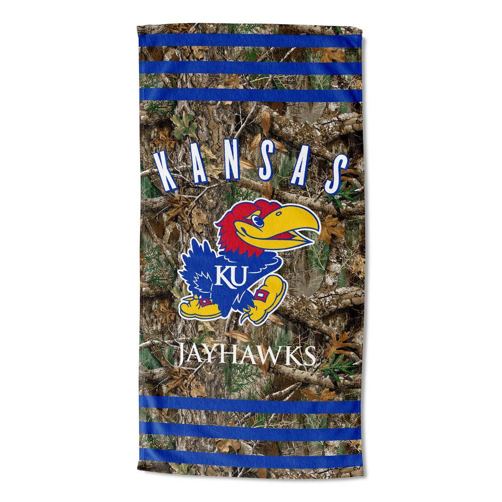 THE NORTHWEST GROUP NCAA Kansas Real Tree Stripes Beach Towel
