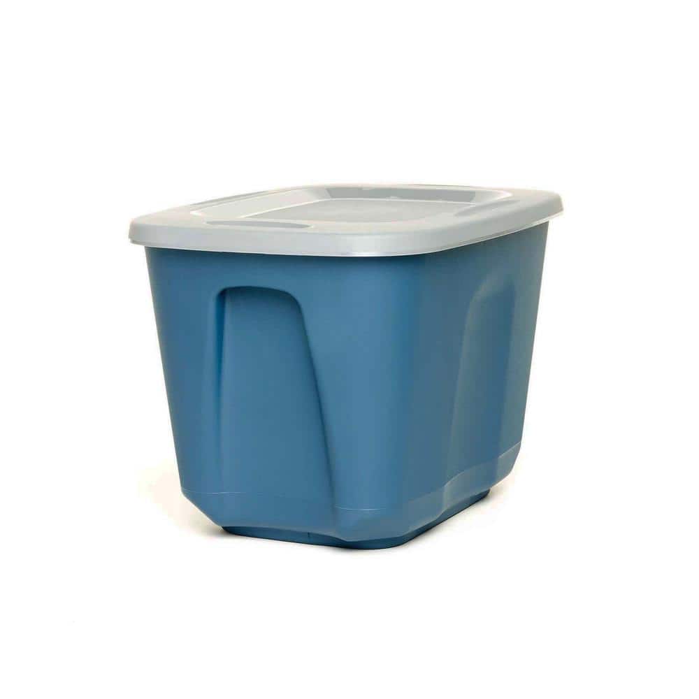 HOMZ EcoStorage 10 Gallon Storage Container, Blue Base with Grey Lid