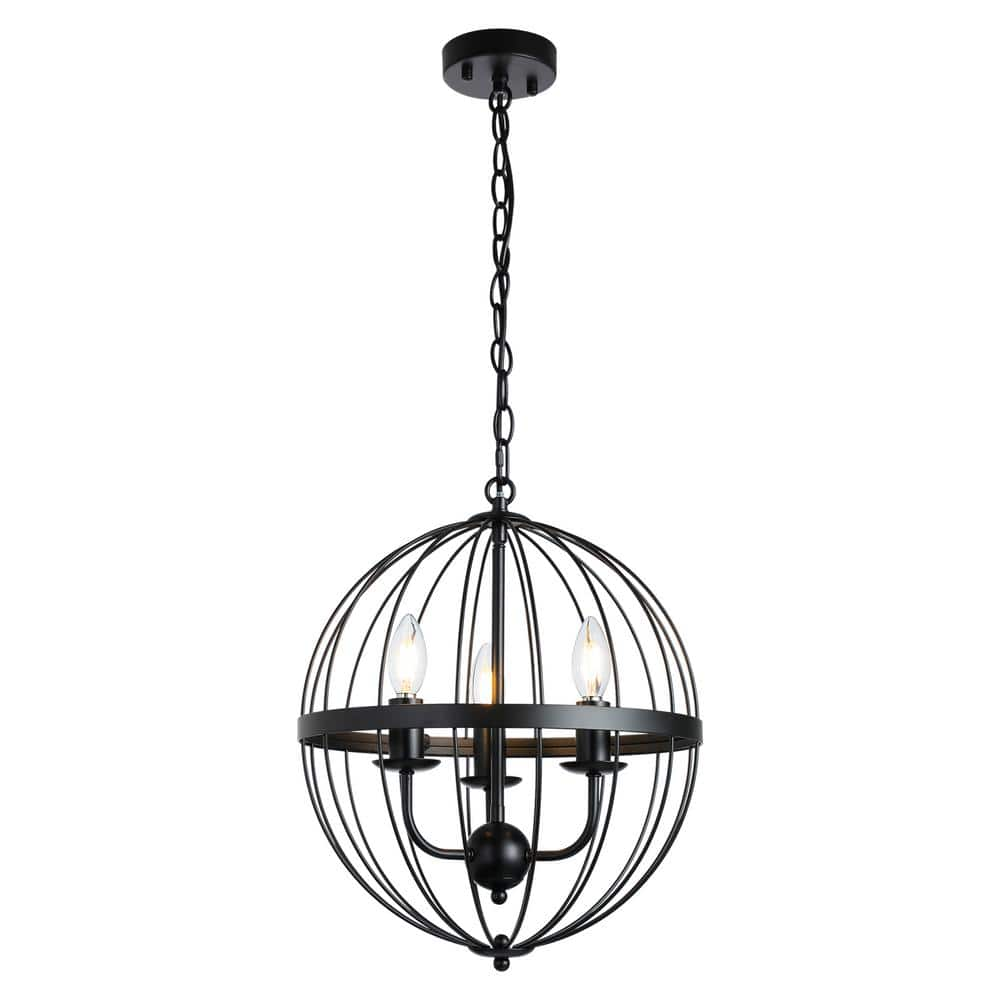 KAISITE 3-Light Distressed Black Farmhouse Chandelier for Dining Room ...