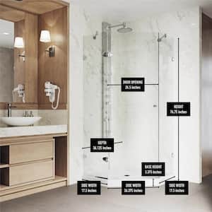 Verona 36 in. L x 36 in. W x 77 in. H Frameless Pivot Neo-angle Shower Enclosure Kit in Chrome with 3/8 in. Clear Glass