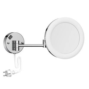 6 in. W x 8 in. H Small Round Magnifying LED Wall Mounted Bathroom Makeup Mirror in Chrome