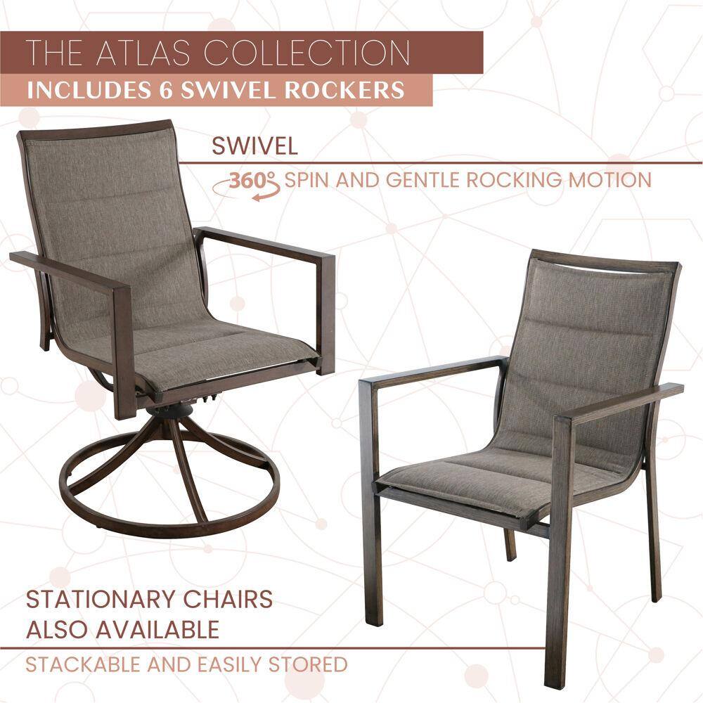 Atlas 7-Piece Modern Farmhouse Outdoor Dining Set with Swivel Rockers