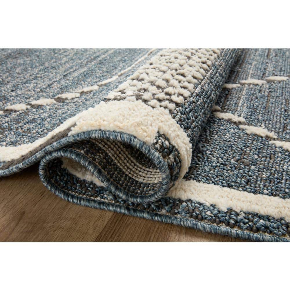 Fabian Denim and Charcoal Diamond Wool Area Rug 2'-7" x 12'-0"