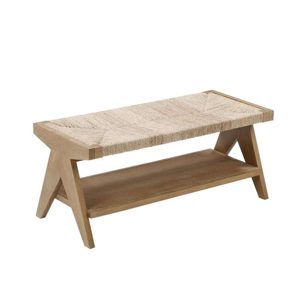 Beacon Light Brown Seagrass Bench with Storage
