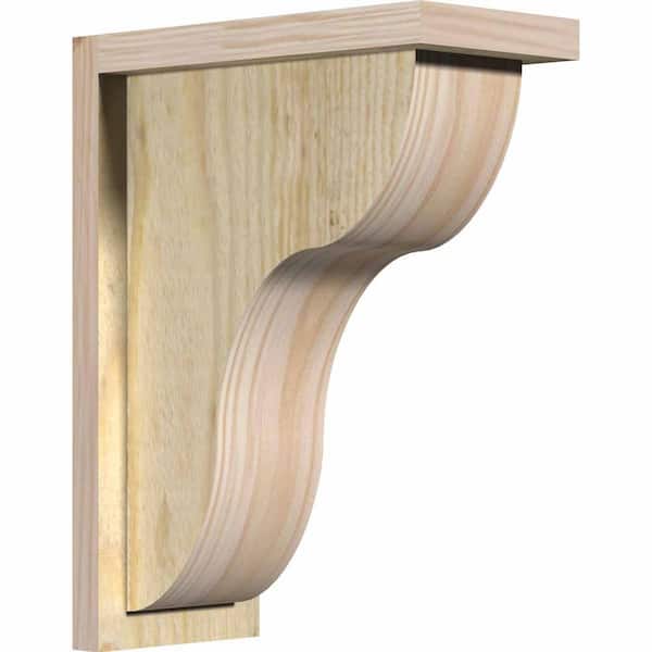 Ekena Millwork 6 in. x 12 in. x 16 in. Douglas Fir Carmel Rough Sawn Corbel with Backplate