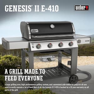 Genesis II E-410 4-Burner Natural Gas Grill in Black with Built-In Thermometer