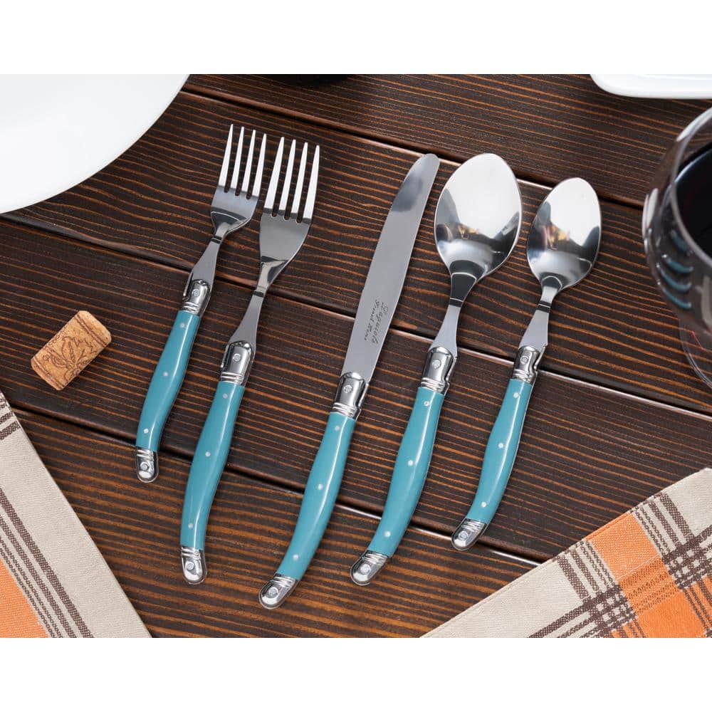 Aegean Teal Stainless Steel Flatware Set, Service for 4