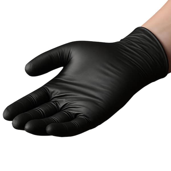 Disposable Gloves 4.5-Mil Black Nitrile w/ Textured Fingertips, Latex & Powder-Free, Food-Grade (100-Count), 2025 update