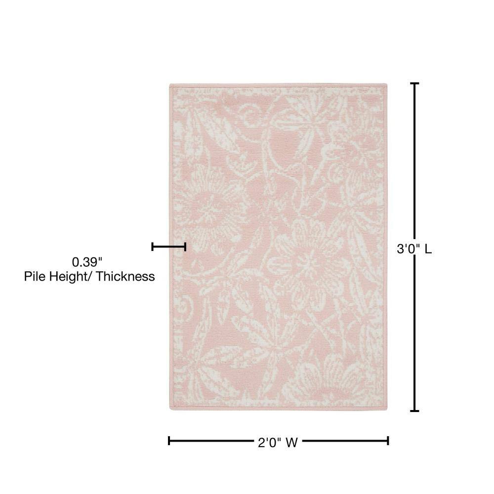 Handmade Blue Floral Synthetic Rectangular Rug 2 ft x 3 ft