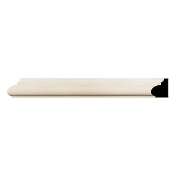 Ekena Millwork WM1207 11/16 in. D x 7/8 in. W x 96 in. L Americraft Solid Hardwood Stain Grade Base Cap Moulding, Poplar