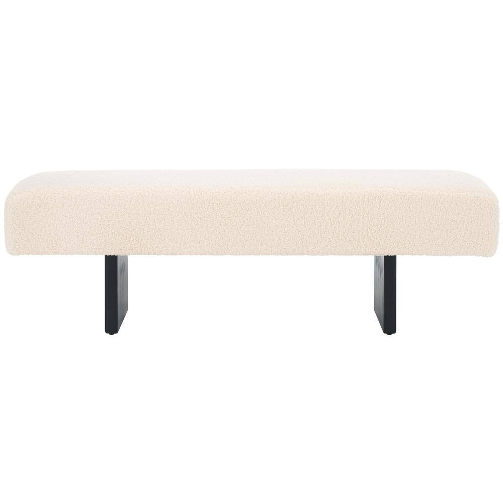 Quentin Off White/Black Entryway Bench With Cushion 60 in.