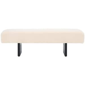 Quentin Off White/Black Entryway Bench With Cushion 60 in.