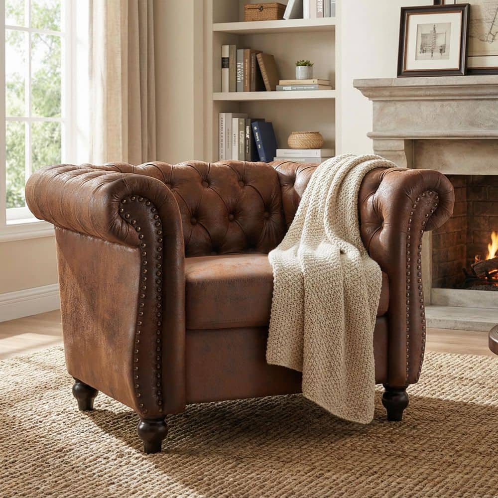 Silverdale Dark Brown Faux Leather Club Chair with Nailhead Trim price history on PriceWatchPro