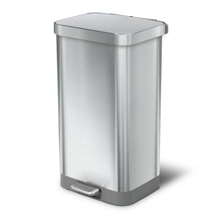 Glad 20 Gal All Stainless Steel Step On Large Metal Kitchen Trash Can   Glad Indoor Trash Cans Gld 74526 64 750 