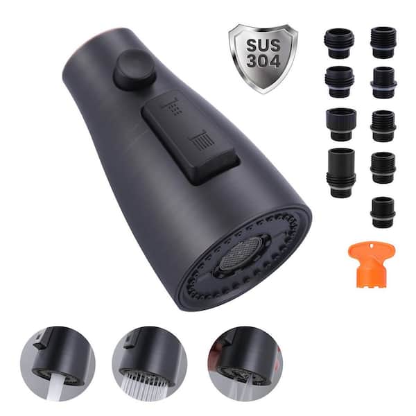 1/2 in. 3-Function Pull Down Kitchen Faucets Spray Head with 9-Adapters in Oil Rubbed Bronze