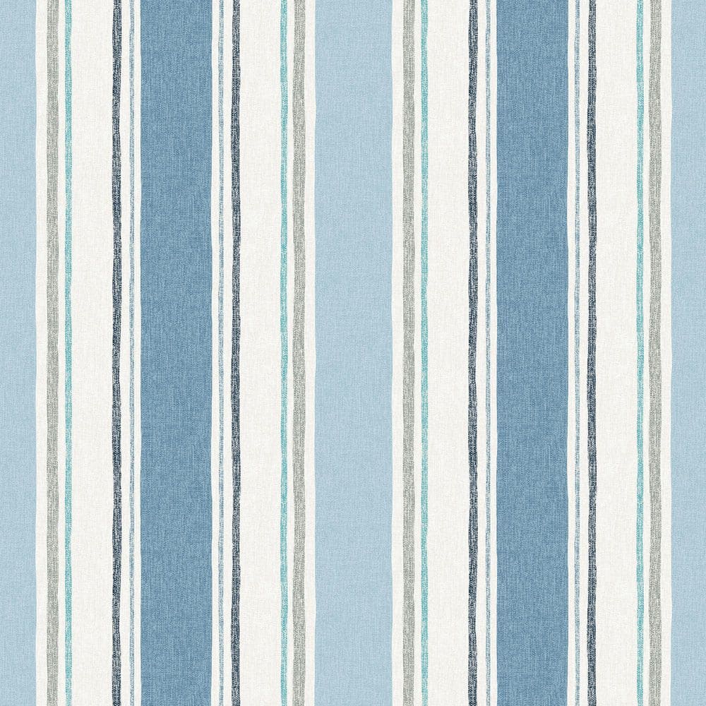French Blue Striped Outdoor Square Throw Pillow Set