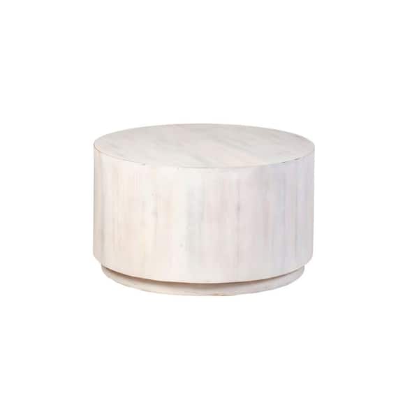 Unbranded Krissa 30 in. Whitewash Round Wood Coffee Table