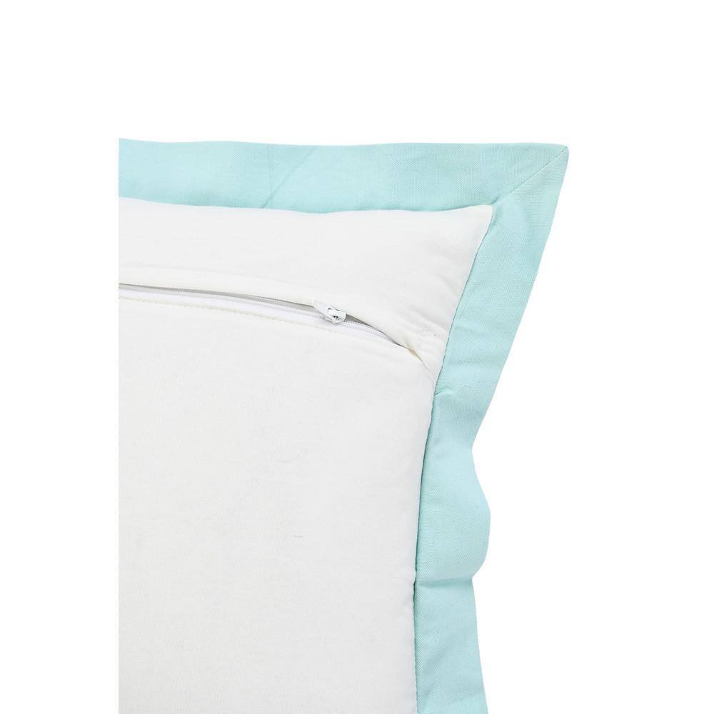 Icy Empire White & Blue Flange Frame Border Throw Pillow, 14" x 36"