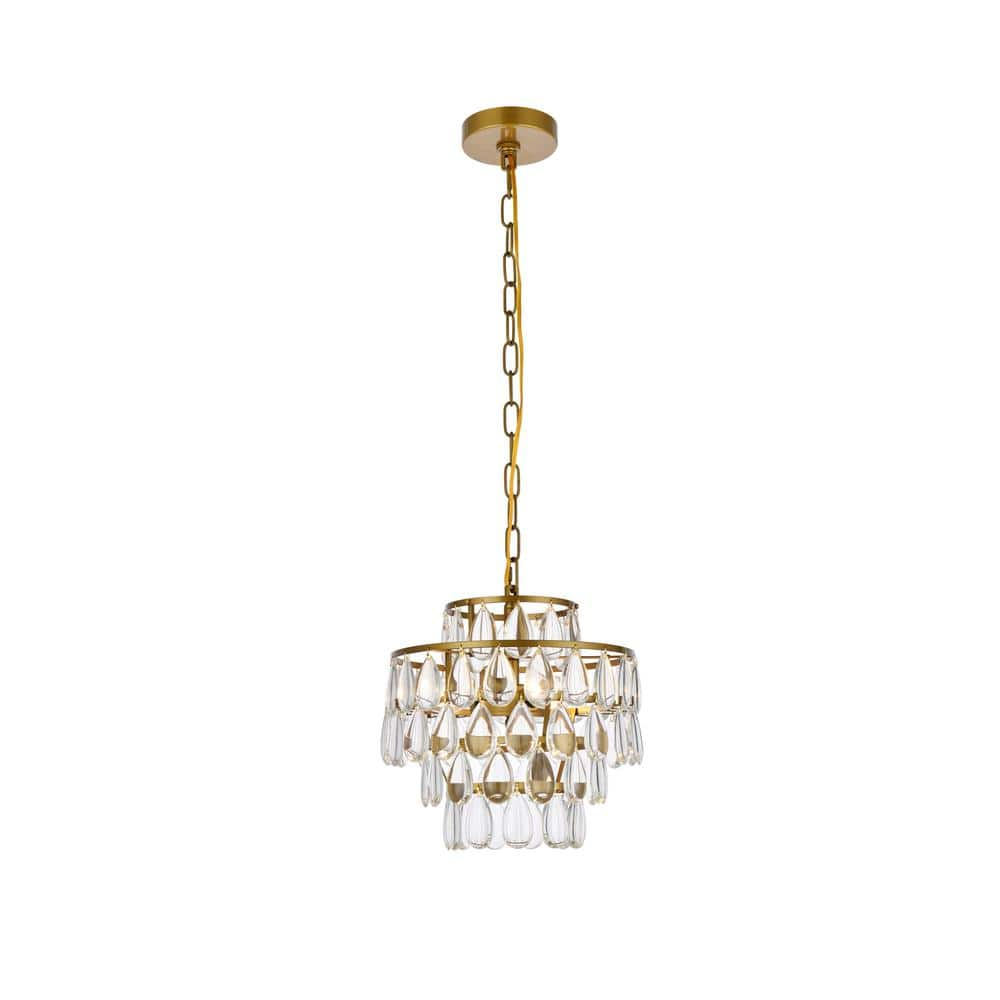 Timeless Home 12 In 3 Light Brass Pendant Light Elp2204d12br The