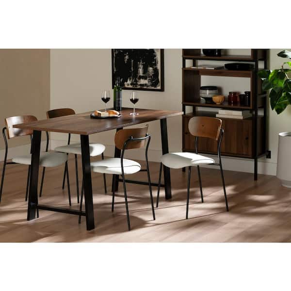 Hype Chairs with Metal Legs, Cream and Brown