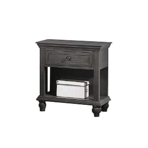 24 in. Gray 1-Drawer Wooden Nightstand