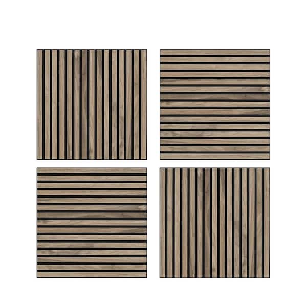 4-Pcs Natural Walnut Acoustic Wall Panels