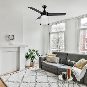 Terrassa 52 in. Color Changing Integrated LED Indoor Matte Black 5-Speed DC Ceiling Fan with Light Kit and Pull Chain