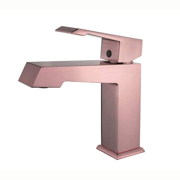 Lexora Labaro Single Hole Brass Bathroom Faucet in Rose Gold