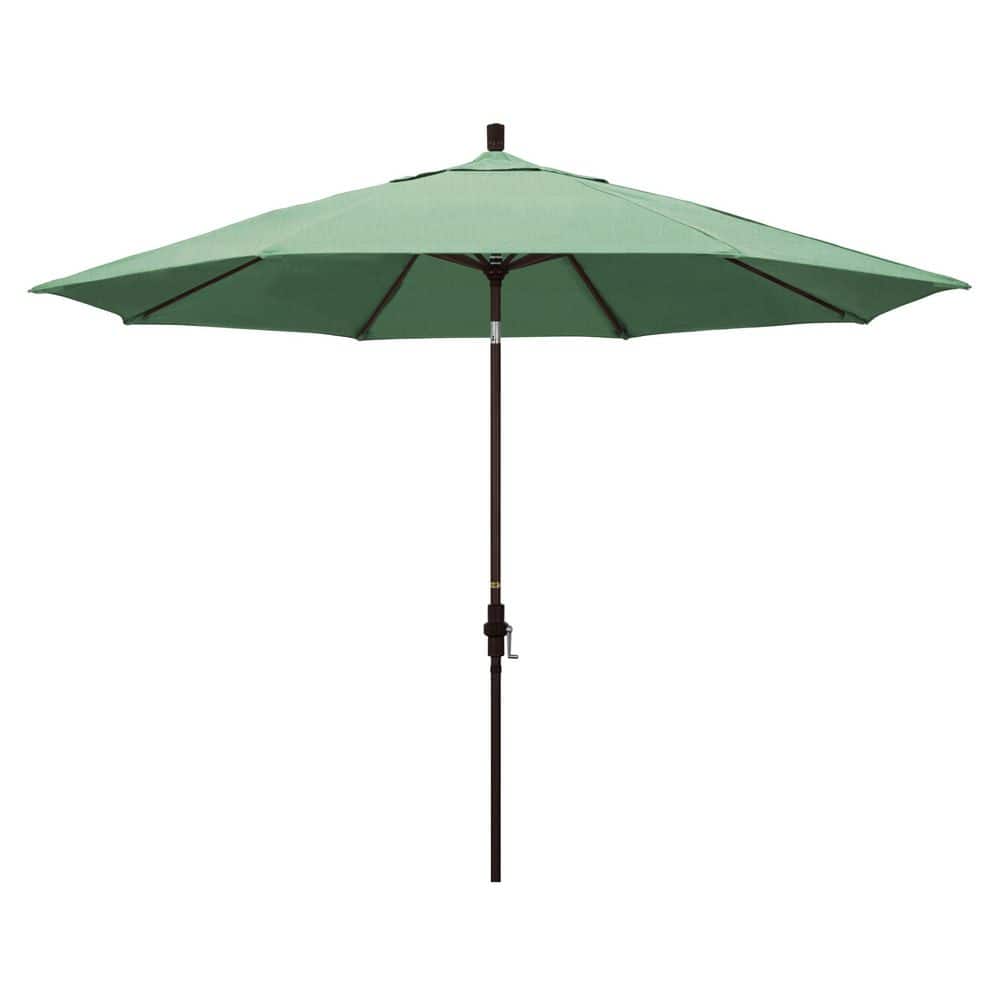 11 ft. Bronze Aluminum Market Patio Umbrella with Aluminum Ribs Collar Tilt Crank Lift in Spa Pacifica price history on PriceWatchPro