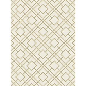 60.75 sq. ft. Metallic Biscotti Byberry Lattice Paper Unpasted Wallpaper Roll